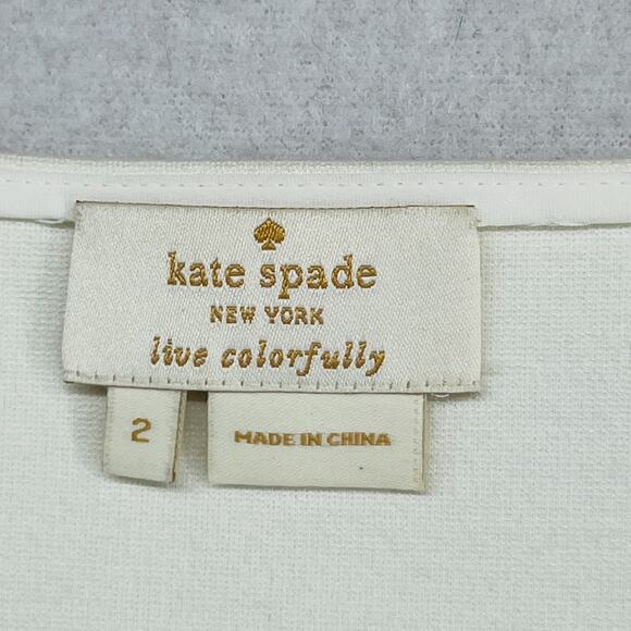 KATE SPADE Top 2 Ponte Sleeveless Peplum Blouse Rayon Blend Tank V-Neck White - Picture 5 of 12